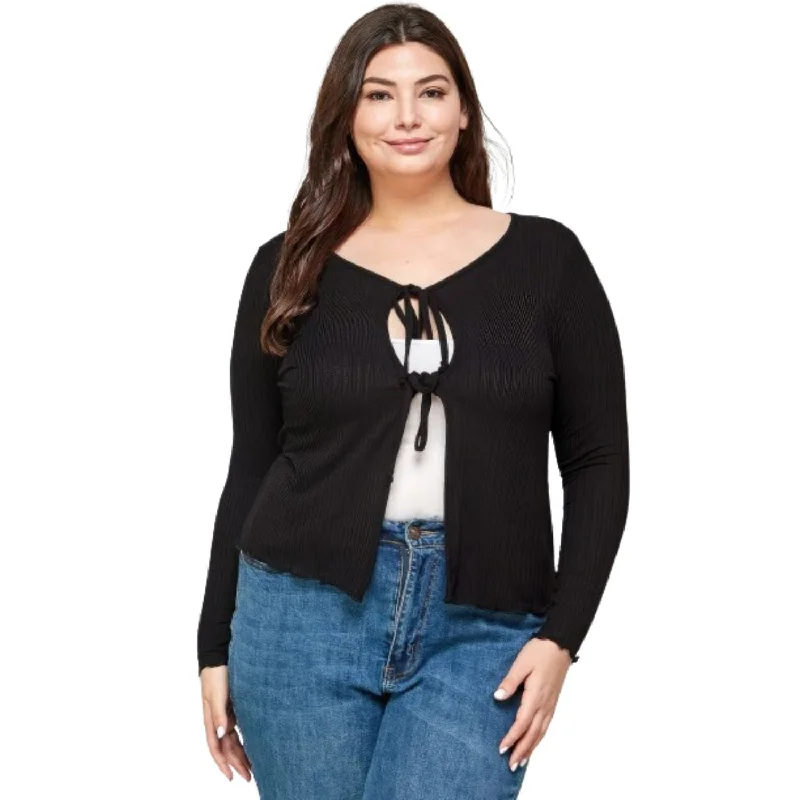 Weekend Savings Sensation Solid Ribbed Pointelle Cardigan